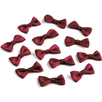 Stuha Svatební / prádlové mašličky 12x25 mm saténové Varianta: 13 bordó, Balení: 50 ks