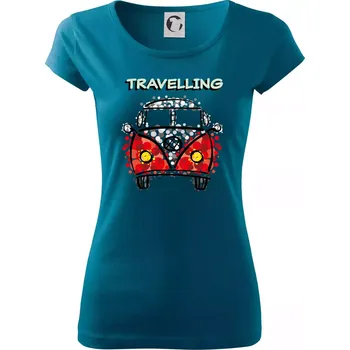 Dámské tričko Traveling kreslene auto (lulu_art) - Dámské triko Pure - M ( Petrolejová )