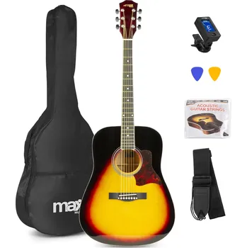 Světelný efekt Max SoloJam Set westernové akustické kytary a příslušenství, sunburst