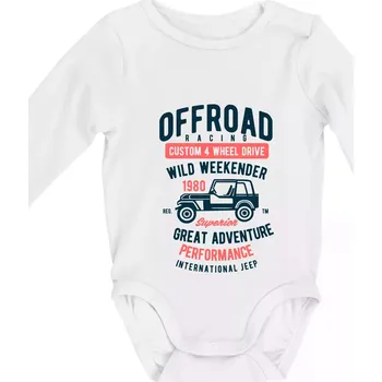 Off Road Racing - Body kojenecké s dlouhým rukávem - Dlouhý r. do 3 měs ( Bílá )
