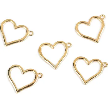Výtvárné potřeby Přívěsek srdce 21x25 mm Varianta: 2 zlatá, Balení: 5 ks