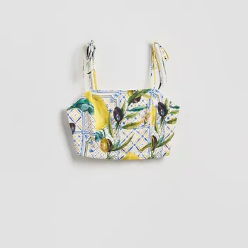 Dámské tričko Reserved - Top ze směsi lnu - vícebarevná - 460FH-MLC - 460FH-MLC-M