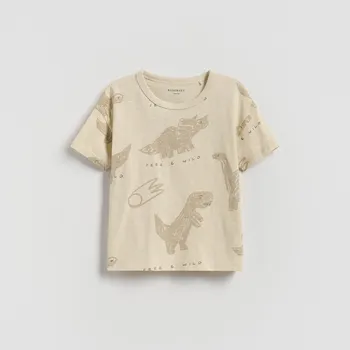 Chlapecké tričko Reserved - Bavlněné tričko s potiskem - tělová - 017FH-02X - 017FH-02X-80