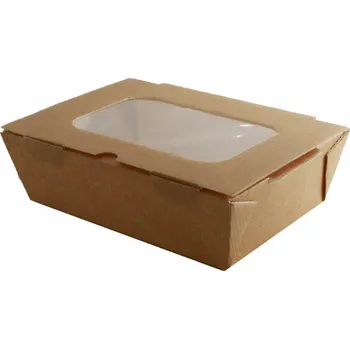 Jednorázové nádobí Box na salát s oknem PAP/PET 185/125/60mm 1500ml 110ks