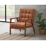 CASARREDO Křeslo PETRA látka hnědá/ tmavý dub — hnědá