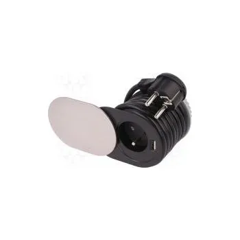 vypínač a zásuvka Nap.prodl.přívod nábytkový IP20 16A 3680W Barva hliníkový