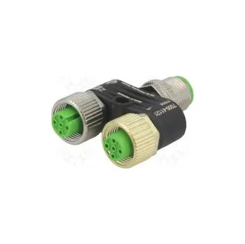 Elektrická zásuvka T-kus M12 vidlice,M12 zásuvka x2 kód A-DeviceNet / CANopen