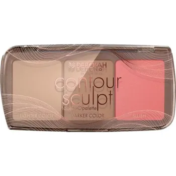 Paletka dekorativní kosmetiky Deborah Milano multifunkční trio paletka s tvářenkou a konturovacími pudry Contour &amp; Sculpt, 02 dark, 3x4g