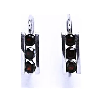 Náušnice Zlaté naušnice přírodní granáty na patent, bílé i žluté zlato - VE 12