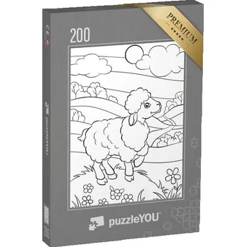 Puzzle puzzle 200 dílků „puzzleOMALOVÁNKY: Zvířata, usmívající se ovečka“
