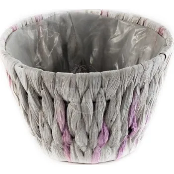 Obal bambus 12 cm kulatý bílo růžový