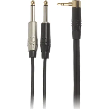 Audio kabel Bespeco ROCKIT Interlink Cable Jack 3,5 TRS M 90° - 2x Jack TS 5 m