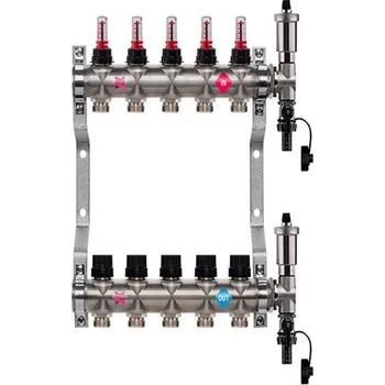rozdělovač topení TRINNITY rozdělovač nerez 5-cestný 1"xEK, vč. autom. odvzd.ventilu, bez kulového kohoutu