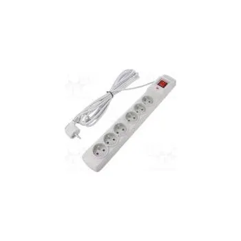 Přepěťová ochrana Nap.prodl.přívod ochranný Zásuvky 6 250VAC 10A Barva šedá