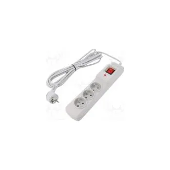 Přepěťová ochrana Nap.prodl.přívod ochranný Zásuvky 3 250VAC 10A Barva šedá