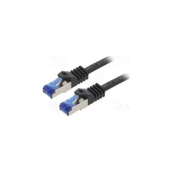 Síťový kabel Patch cord S/FTP 6a lanko Cu LSZH černá 0,25m 26AWG -20÷75°C