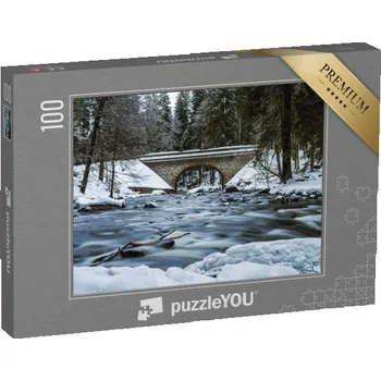 Puzzle puzzle 100 dílků „Kamenný most Zemská brána v zimě, Orlické hory, Česká republika“