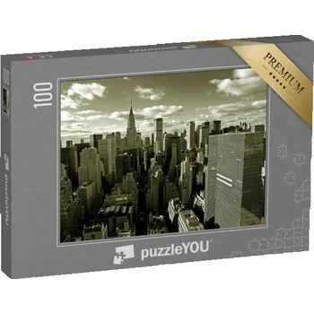 Puzzle puzzle 100 dílků „Panorama Manhattanu za Brooklynským mostem, New York, USA“