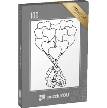 Puzzle puzzle 100 dílků „puzzleOMALOVÁNKY: Malý jednorožec“