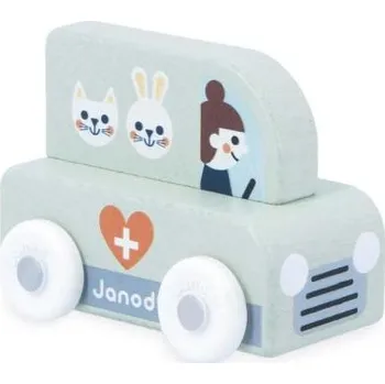 Dřevěná hračka Janod Cross roads Dřevěné auto na tlačení Veterinář