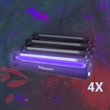 Osvětlovací technika BeamZ Halloween Blacklight Set 4x 60cm UV zářivka s držákem