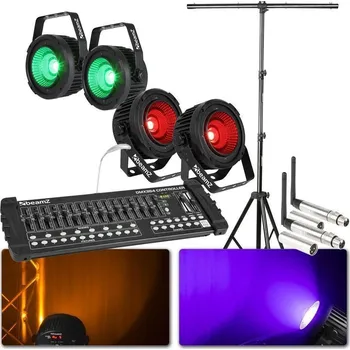 Světelný efekt BeamZ COB50 Set 4x LED PAR s bezdrátovým DMX a ovladačem