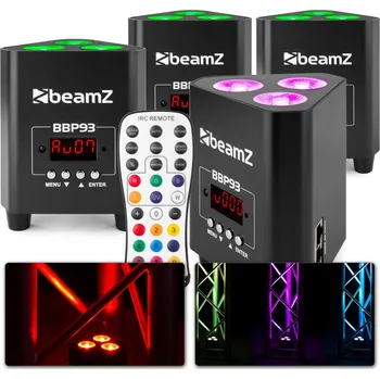 Světelný efekt BeamZ BBP93 Set 4x Uplight PAR s dálkovým ovládáním