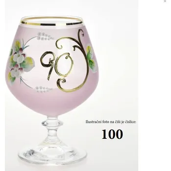 Sklenice Výroční číše NB Česko Ručně dekorovaná výroční novoborská číše 100 let, růžová - 400 ml