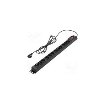 Přepěťová ochrana Nap.prodl.přívod ochranný Zásuvky 12 250VAC 10A Barva černá