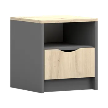 Noční stolek Noční stolek 22 Joy II, šedá / dub artisan, 40 x 43 x 41 cm