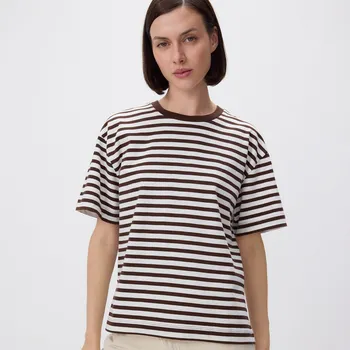 Reserved - Pruhované bavlněné tričko - tělová - 955ED-02X - 955ED-02X-L