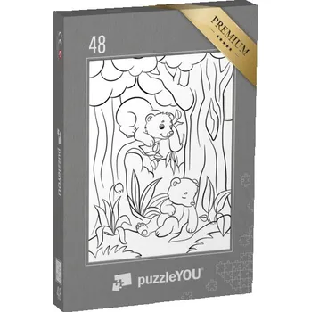 Puzzle puzzle 48 dílků „puzzleOMALOVÁNKY: Zvířata, roztomilá medvíďata“