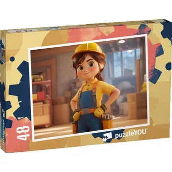 Puzzle puzzle „Drsná stavitelka ve své dílně“