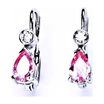 Náušnice Zlaté náušnice , růžový zirkon, bílé i žluté zlato - VE 144