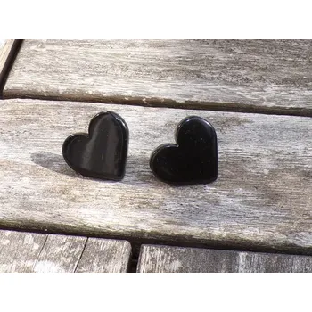 Náušnice Náušnice tagua (srdíčka, zapichovací, černá)