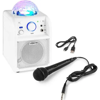 Karaoke Vonyx SBS50W Karaoke set s BT a LED mikrofonem v bílé barvě