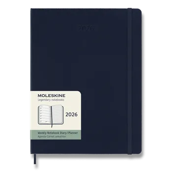 Diář Diář Moleskine 2026 - tvrdé desky, XL, týdenní, modrý