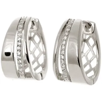 Náušnice Stříbrné náušnice kruhy s čirými zirkony STNAU0945F