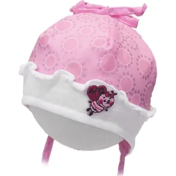 Kojenecká čepice ROCKINO Letní plátěná růžová čepice pro holčičku, beruška Varianta: 42cm