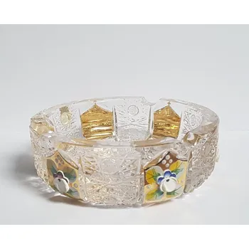 Popelník Bohemia Crystal luxusní broušený popelník zlacený 155mm