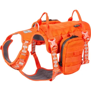 Postroj pro psa Taktický postroj pro služební psy s kapsami - reflexní (černý, zelený, oranžový) Barva: oranžová, Velikost: XL