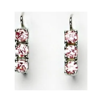 Náušnice Zlaté naušnice, růžové zirkony, bílé i žluté zlato - VE 28