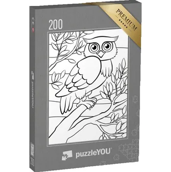 Puzzle puzzle 200 dílků „puzzleOMALOVÁNKY: Ptáci, roztomilá sova“