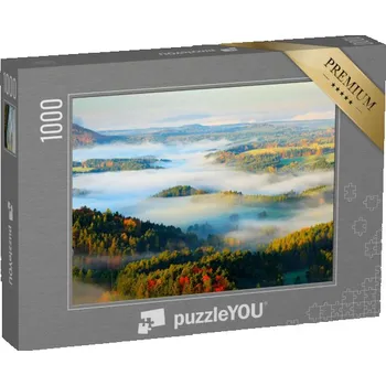 Puzzle puzzle „Mlha nad podzimní krajinou, České Švýcarsko, Česká republika“