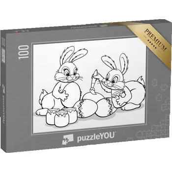 Puzzle puzzle 100 dílků „puzzleOMALOVÁNKY: Velikonoční zajíčci a malovaná vejce“