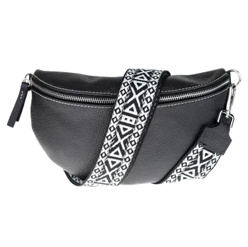 Kabelka NovaKabelka.cz Kožená italská crossbody kabelka Reni Grande Nera s přídavným popruhem