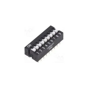 vypínač Přepínač DIP-SWITCH Počet sekcí 9 ON-OFF 0,025A/24VDC pol 2