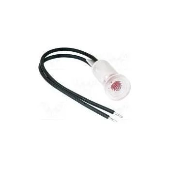 Kontrolka LED plochá Otv Ø9,7mm vodiče 100mm plast ØLED 5mm