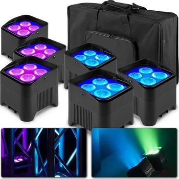 Světelný efekt BeamZ BBP94W Set 6x Uplight PAR s přepravní brašnou