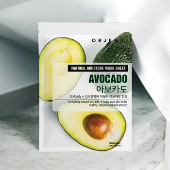 Pleťová maska ORJENA - Natural Moisture Avocado Mask Sheet - Plátýnková pleťová maska s extraktem z avokáda - 23 ml